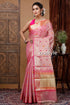 Careys pink soft silk tissue organza saree - luxurious and elegant pink silk saree gold border 1