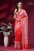 Chili pepper red handmade white thread silk gujrati stitch saree vibrant red saree intricate white 1