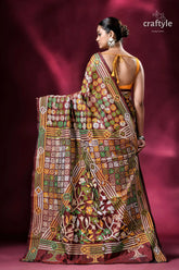 Cinnamon brown hand embroidery blended bangalore kantha silk saree embroidered maroon saree 6