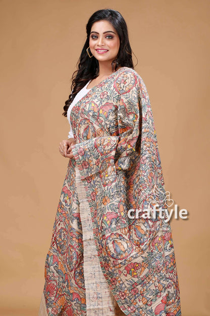 Classic Madhubani Hand Painted Dupatta - Craftyle