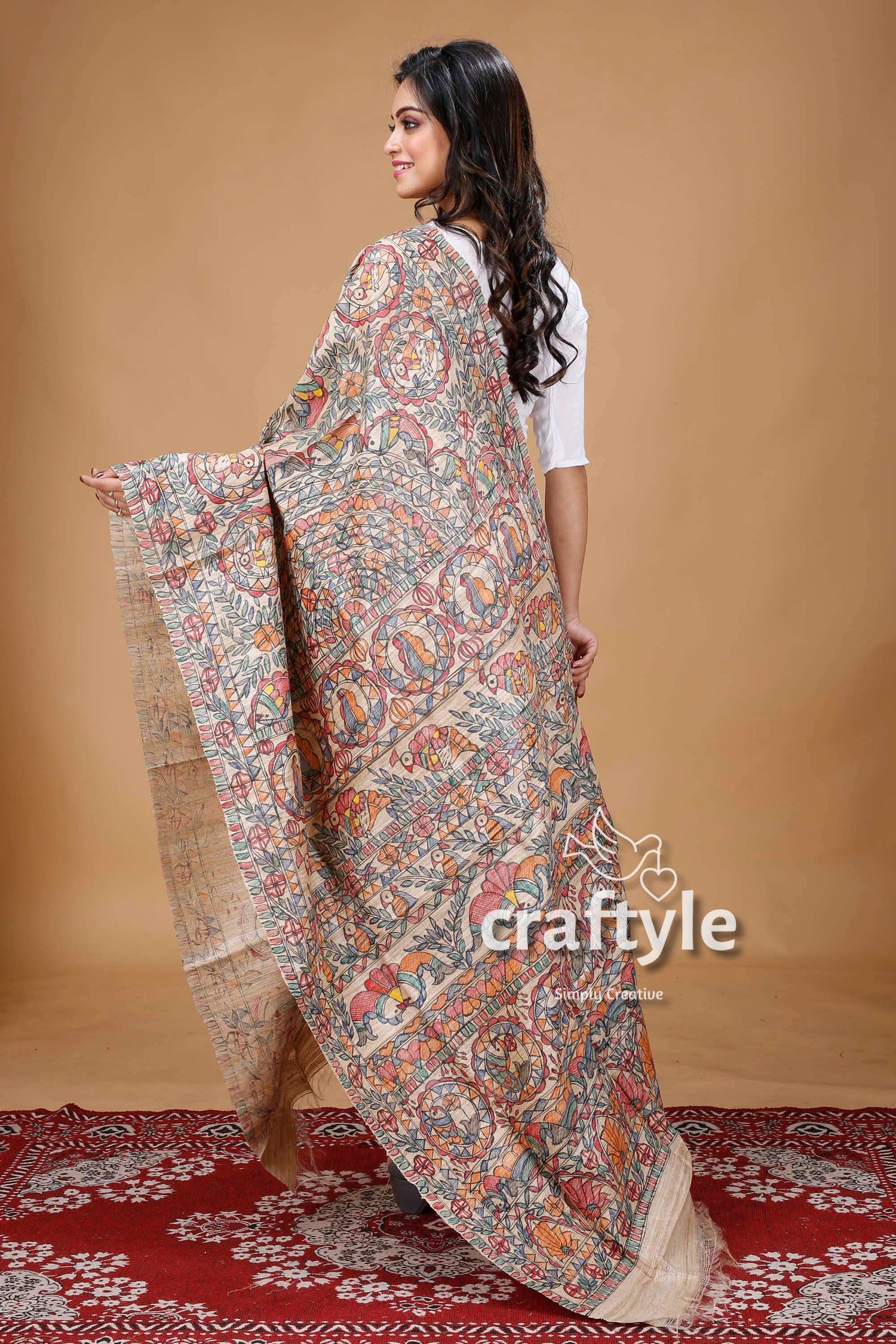 Classic Madhubani Hand Painted Dupatta - Craftyle