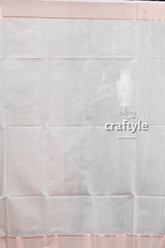 Classic tasman white handloom saree with zari work - elegant and timeless white fabric pink border 6