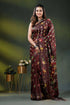 Cocoa bean silk kantha stitch saree with multicolor floral embroidery 1
