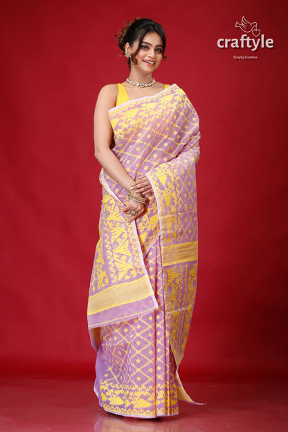 Cold Purple Classic Jamdani Saree-Craftyle