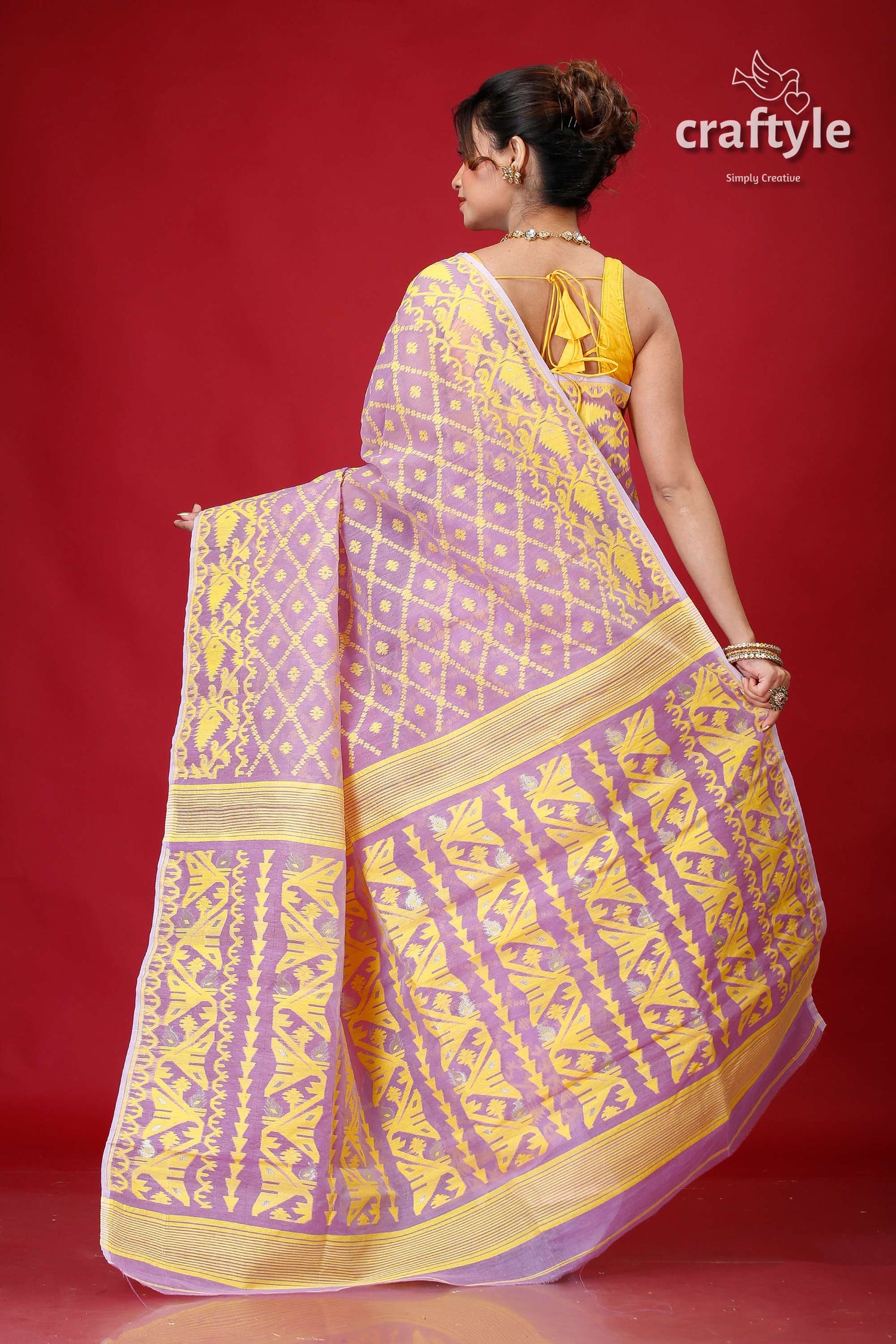 Cold Purple Classic Jamdani Saree-Craftyle