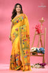 Corn yellow lotus motif bengal silk kantha stitch saree silk saree colorful floral 1