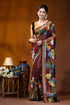 Crater brown floral design multicolor hand embroidered kantha saree maroon silk saree adorned vibrant 1