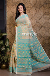 Cream White Handloom Jamdani Saree - Craftyle