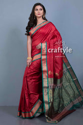Crimson Red Traditional Bomkai Semi Silk Saree for Women - Craftyle