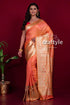 Crusta orange dual tone semi katan silk saree with blouse piece peach gold saree 1