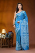 Curious blue ethnic motif handcrafted gujrati stitch silk saree vibrant blue saree intricate white 1