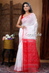 Daisy White & Red Bengal Jamdani Saree - Craftyle