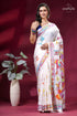Daisy white silk kantha embroidery saree with artisanal fish motif white silk saree vibrant colorful 1