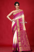 Dark Cream and Plum Classic Kanjivaram Silk Saree-Craftyle
