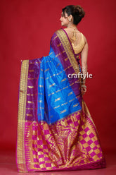 Dark Lavender and Blue Kanjivaram Silk Saree-Craftyle