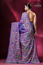 Dark lavender multithread silk kantha saree purple saree colorful embroidery 4