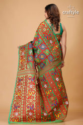 Dark Pastel Green Bengal Handloom Jamdani Sari-Craftyle