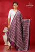 Dark purple-white silk kantha dupatta - hand embroidered shawl purple white striped sari intricate 1