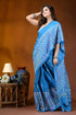 Dark sky blue multithread ethnic design kutch embroidery silk saree - mirror work vibrant blue silk saree adorned 1