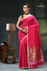Debian red handwoven soft cotton dhakai jamdani saree pink saree floral design gold 1