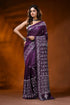 Deep plum silk gujarati stitch saree with paisley motif mirror work 1