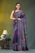 Deep violet ethnic hand embroidery kantha silk saree rich purple sari adorned intricate 1