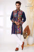 Denim blue multithread work kantha embroidery gents kurta man navy vibrant 1
