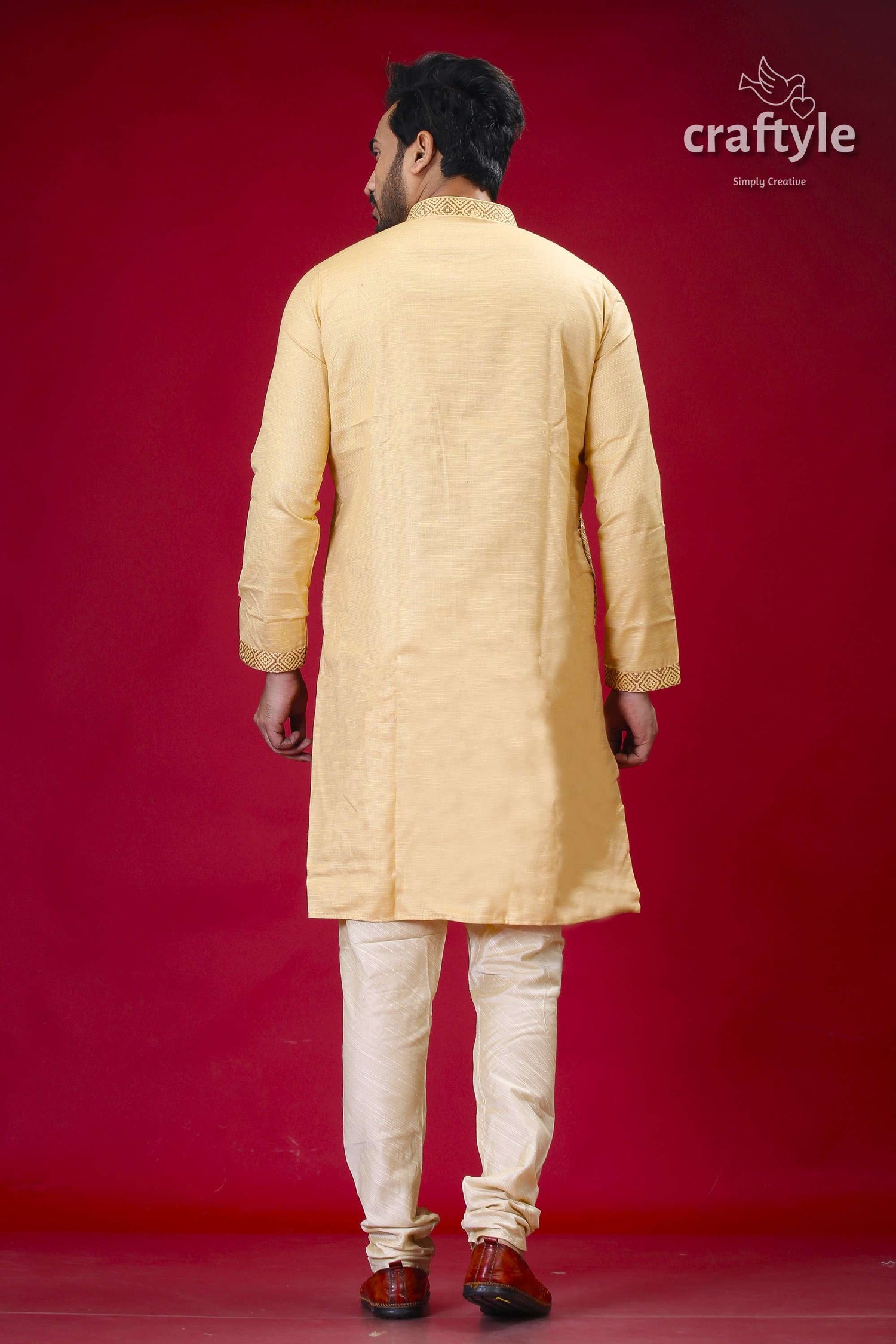 Designer Cotton Panjabi for Men in Grain Brown - Elegant Ethnic Wear - Craftyle