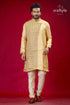 Designer cotton panjabi for men in grain brown elegant ethnic wear man gold kurta pants 1