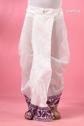 Dhoti white cotton bell-bottom pants purple 6