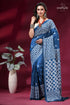 Dusk blue premium silk gujrati stitch saree with mirror work woman wears deep blue saree 1