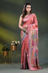 Dusty rose multi-thread floral silk kantha saree with hand wax batik 1