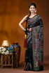 Ebony black multithread geometric design hand embroidery silk lambani saree black silk saree intricate embroidered 1