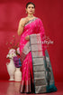 Elegant cerise pink kosha silk saree - perfect for festive occasions pink saree silver border 1