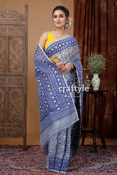 Elegant Pale Cerulean Blue Jamdani Saree - Perfect for Any Occasion - Craftyle