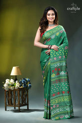 Elf green multicolor thread hand embroidery silk lambani saree green silk saree intricate floral 1