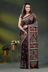 Ethnic border wine multi-thread gujarati stitch saree handcrafted in silk 1