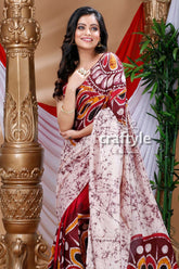 Ethnic Design Hand Batik Cotton Saree-Craftyle