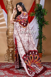 Ethnic Design Hand Batik Cotton Saree-Craftyle