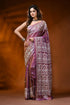 Ethnic motif handcrafted silk gujarati stitch saree in mauve 1