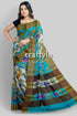 Exclusive Floral Design Hand-Painted Zari Border Pure Tussar Kalamkari Sari - Craftyle