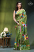 Exclusive heron motif sap green silk kantha stitch saree vibrant olive green silk saree 1