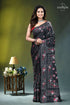 Exquisite black floral design multithread silk kantha saree black silk saree intricate pink 1