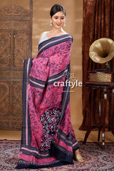 Exquisite Handcrafted Batik Pure Cotton Kantha Saree-Craftyle