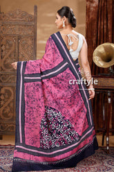 Exquisite Handcrafted Batik Pure Cotton Kantha Saree-Craftyle