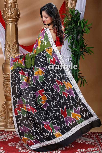Festive pure cotton hand batik saree colorful batik saree 3