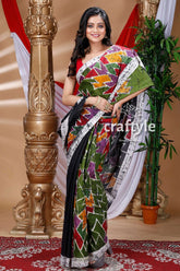Festive pure cotton hand batik saree colorful batik saree 1