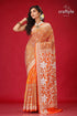 Fiery orange white thread bengal silk kantha saree woman orange beige saree 1