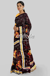 Fish Motif Hand Batik Pure Mulberry Silk Saree - Batik Silk Saree - Craftyle