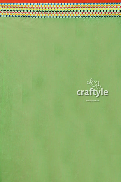 Fluorescent green woven border handloom cotton saree green craft paper decorative border 6